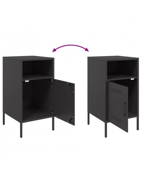 Comodino Nero 36x39x68cm in Acciaio Laminato a Freddo