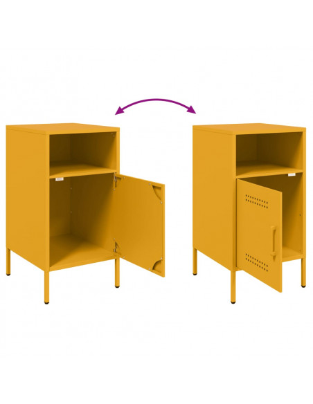 Comodino Giallo Senape 36x39x68cm in Acciaio Laminato a Freddo