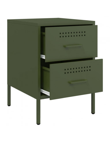 Comodini 2 pz Verde Oliva 36x39x50,5 cm in Acciaio