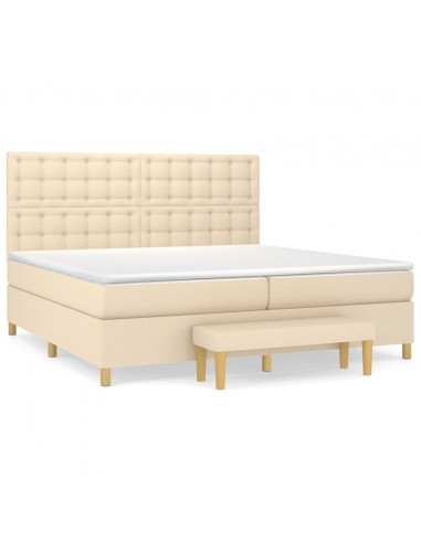 Giroletto a Molle con Materasso Crema 200x200 cm in Tessuto