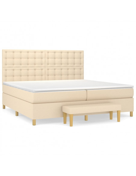Giroletto a Molle con Materasso Crema 200x200 cm in Tessuto