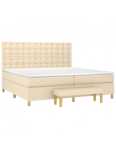 Giroletto a Molle con Materasso Crema 200x200 cm in Tessuto