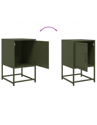 Comodini 2 pz Verde Oliva 36x39x60,5 cm in Acciaio