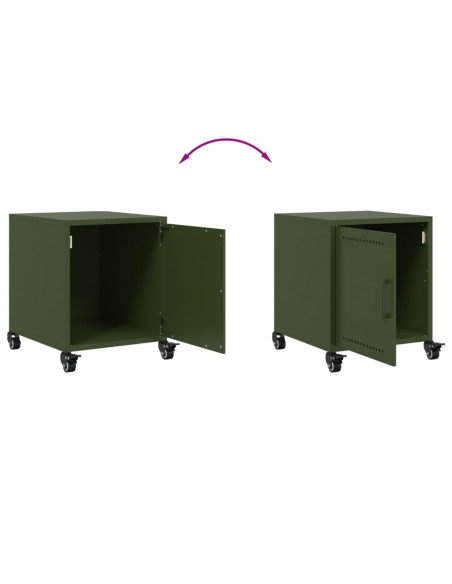 Comodini 2 pz Verde Oliva 36x39x43,5 cm in Acciaio