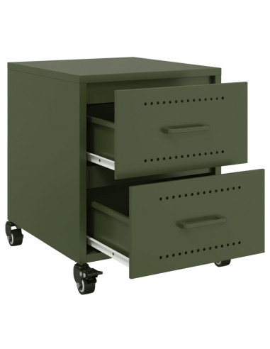 Comodini 2 pz Verde Oliva 36x39x43,5 cm in Acciaio