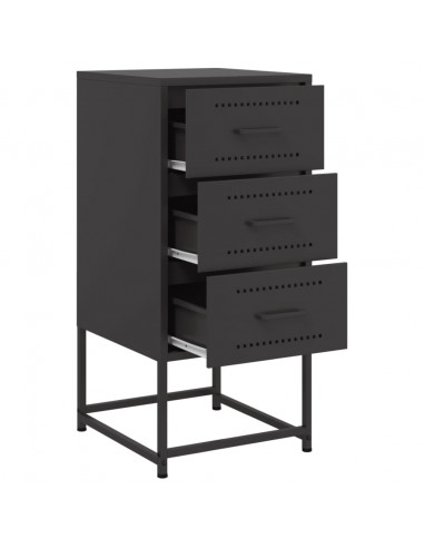 Comodino Nero 36x39x78 cm in Acciaio