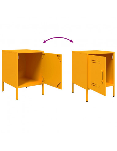 Comodini 2 pz Giallo Senape 36x39x50,5 cm in Acciaio