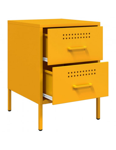 Comodini 2 pz Giallo Senape 36x39x50,5 cm in Acciaio