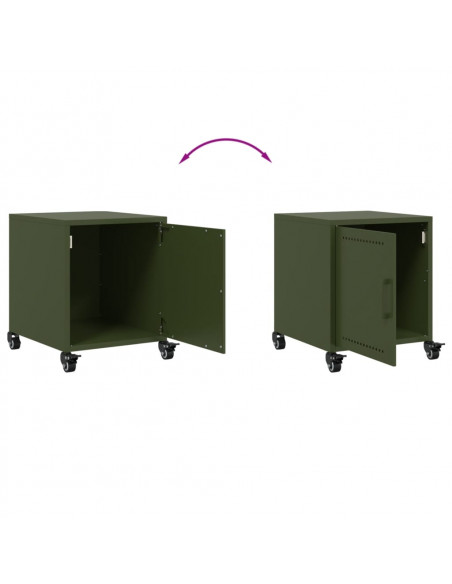 Comodino Verde Oliva 36x39x43,5 cm in Acciaio
