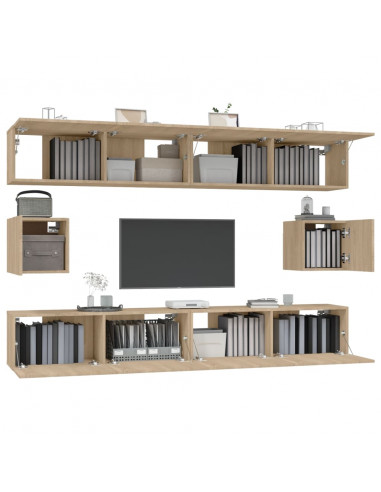 Set di Mobili Porta TV 6 pz Rovere Sonoma in Legno Multistrato