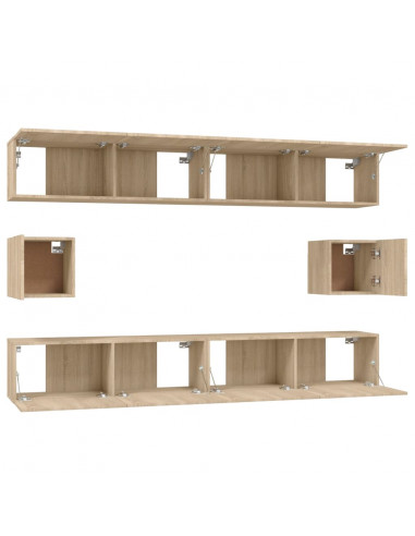 Set di Mobili Porta TV 6 pz Rovere Sonoma in Legno Multistrato