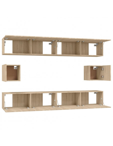 Set di Mobili Porta TV 6 pz Rovere Sonoma in Legno Multistrato