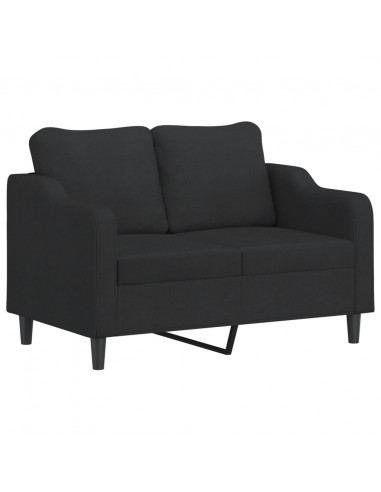 Set Divani 3 pz con Cuscini Nero in Tessuto