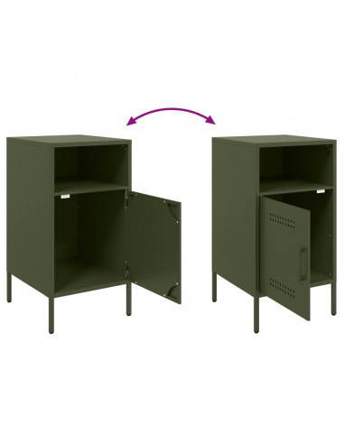 Comodino Verde Oliva 36x39x68 cm in Acciaio Laminato a Freddo