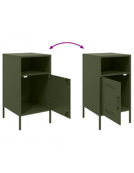 Comodino Verde Oliva 36x39x68 cm in Acciaio Laminato a Freddo