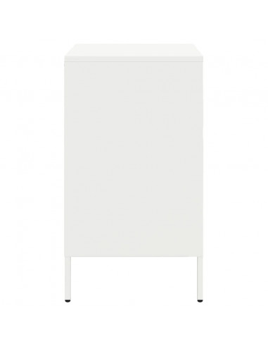 Comodino Bianco 36x39x68cm in Acciaio Laminato a Freddo