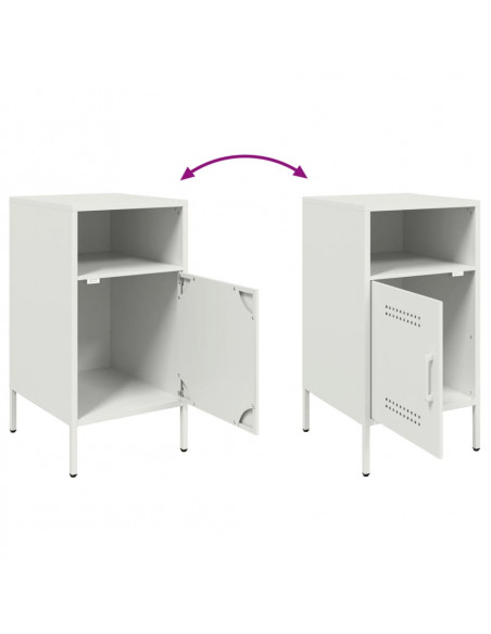 Comodino Bianco 36x39x68cm in Acciaio Laminato a Freddo