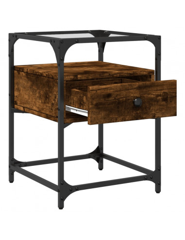 Comodino Rovere Fumo 40x40x55 cm in Legno Multistrato