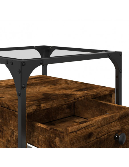 Comodino Rovere Fumo 40x40x55 cm in Legno Multistrato