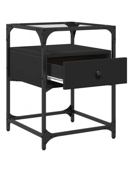 Comodino Nero 40x40x55 cm in Legno Multistrato