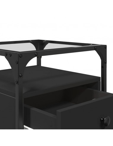 Comodino Nero 40x40x55 cm in Legno Multistrato