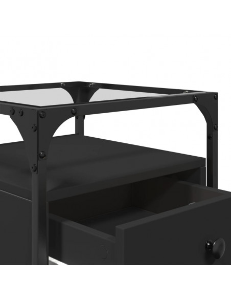 Comodino Nero 40x40x55 cm in Legno Multistrato
