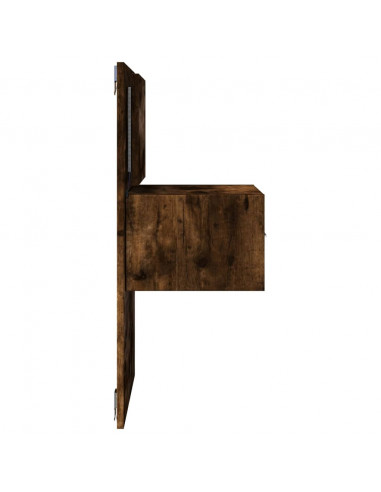 Comodino a Parete con luci LED Rovere Fumo