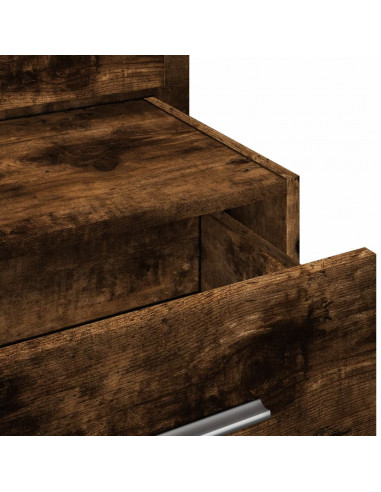 Comodino a Parete con luci LED Rovere Fumo