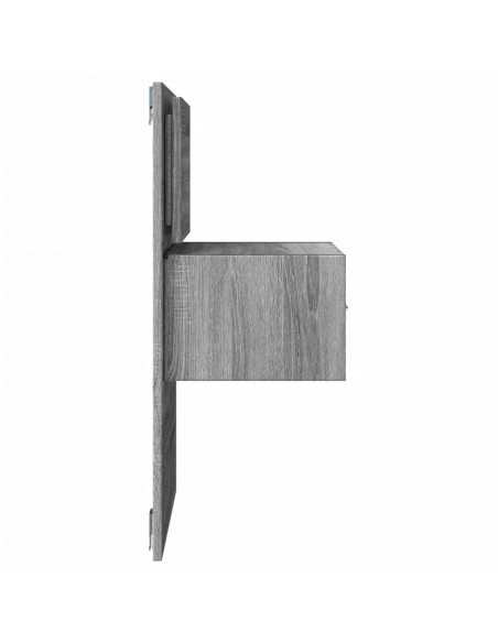 Comodino a Parete con luci LED Grigio Sonoma