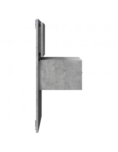 Comodino a Parete con Luci LED Grigio Cemento