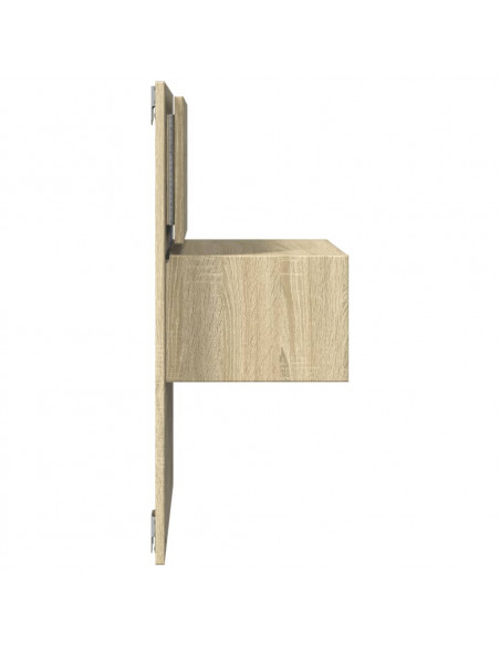 Comodino a Parete con luci LED Rovere Sonoma