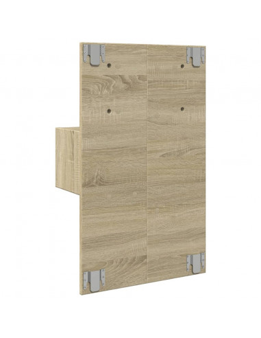 Comodino a Parete con luci LED Rovere Sonoma