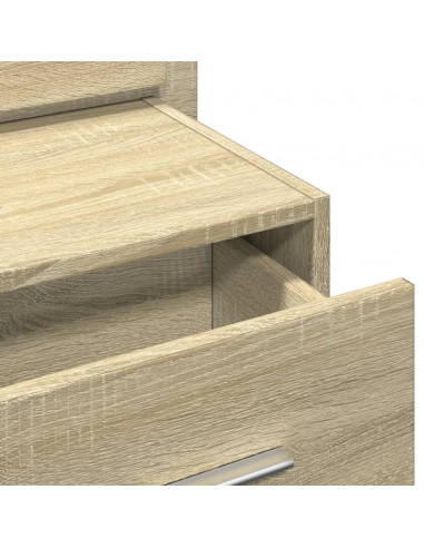 Comodino a Parete con luci LED Rovere Sonoma