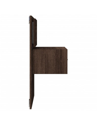 Comodino a Parete con luci LED Rovere Marrone