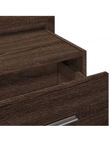 Comodino a Parete con luci LED Rovere Marrone