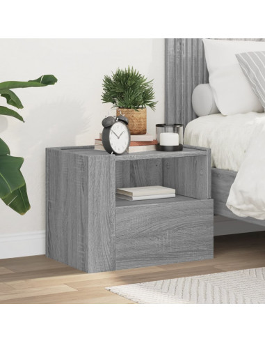 Comodino a Muro Grigio Sonoma 45x30x35 cm