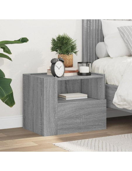 Comodino a Muro Grigio Sonoma 45x30x35 cm