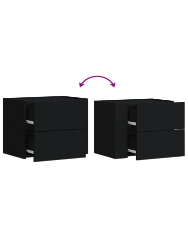 Comodini a Muro 2 pz Nero 45x30x35 cm
