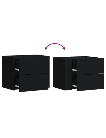 Comodini a Muro 2 pz Nero 45x30x35 cm