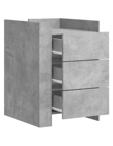 Comodino Grigio Cemento 45x50x65 cm in Legno Multistrato