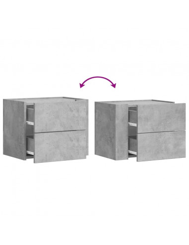 Comodini a Muro 2 pz Grigio Cemento 45x30x35 cm