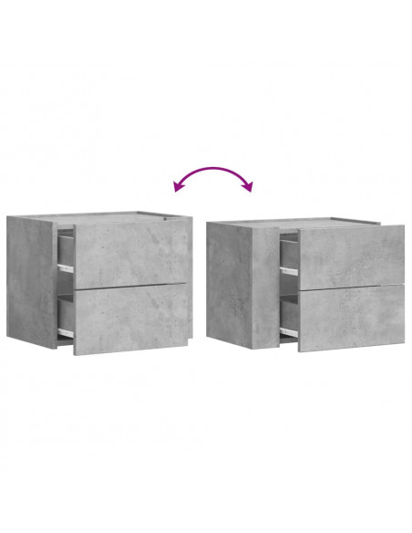 Comodini a Muro 2 pz Grigio Cemento 45x30x35 cm