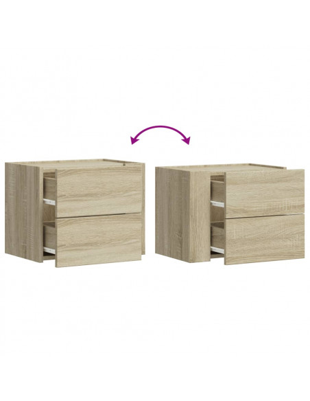 Comodini a Muro 2 pz Rovere Sonoma 45x30x35 cm