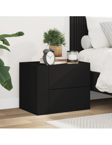 Comodino a Muro Nero 45x30x35 cm