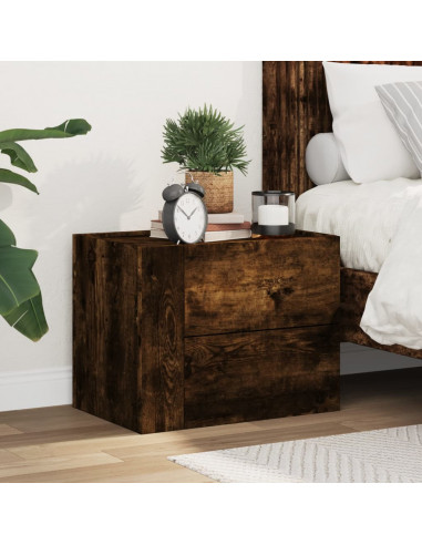 Comodino a Muro Rovere Fumo 45x30x35 cm