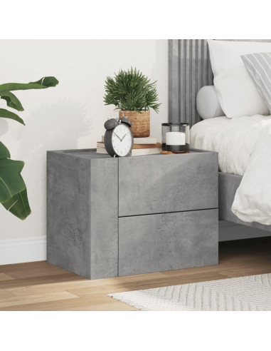 Comodino a Muro Grigio Cemento 45x30x35 cm