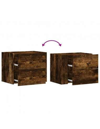 Comodini a Muro 2 pz Rovere Fumo 45x30x35 cm