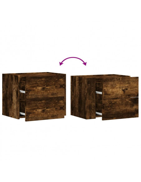 Comodini a Muro 2 pz Rovere Fumo 45x30x35 cm