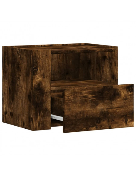 Comodini a Muro 2 pz Rovere Fumo 45x30x35 cm