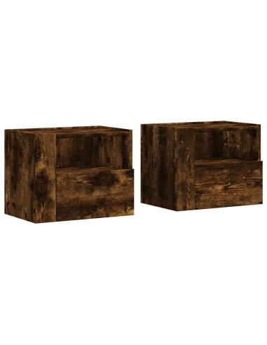 Comodini a Muro 2 pz Rovere Fumo 45x30x35 cm